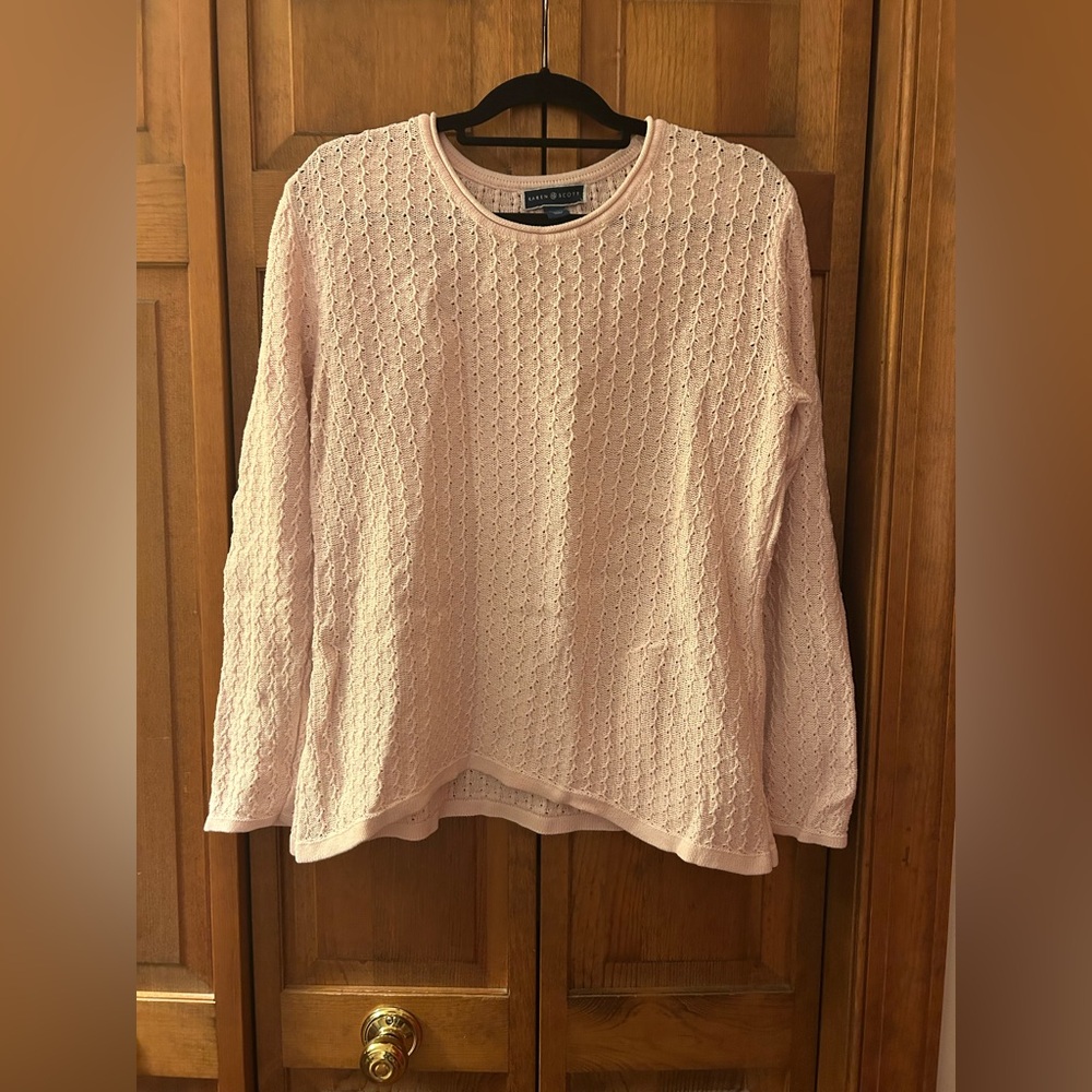 Karen Scott Women’s Sz L Pink Y2K Inspired Girly Feminine Classic Casual Sweater
